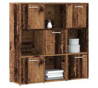 Bookshelf 90x28x90cm Old Wood Engineered Wood 9 Compartments 5 Doors Industrial