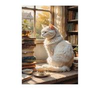 Bookshelf Animals Cat Jigsaw Puzzles for Adults 1000, Fun Challenging Educational Games, Difficult Jigsaw Puzzles for Adults, Puzzle 1000 Pieces