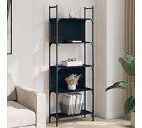 Bookshelf Black 60.5x24x166.5cm Engineered Wood & Powder-Coated Steel 5-Tier -UK