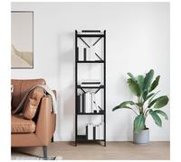 Bookshelf Black Oak 40x30x155cm Engineered Wood Tiered Industrial Freestanding .
