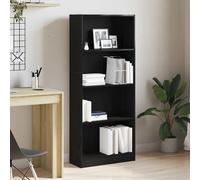 Bookshelf Black Oak 60 x 24 x 143 cm Engineered Wood Slim Tall BookcaseOpenShelf