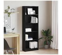 Bookshelf Black Oak 60x24x176cm Engineered Wood 4-Shelf Slim Modern Storage Unit