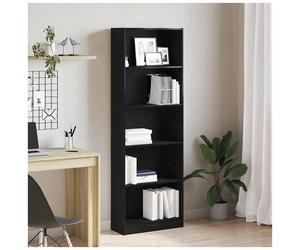 Bookshelf Black Oak 60x24x176cm Engineered Wood 4-Shelf Slim Modern Storage Unit