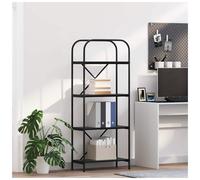 Bookshelf Black Oak 60x30x146cm Engineered Wood 5-Shelf Slim Modern Storage Unit