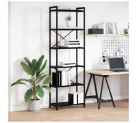 Bookshelf Black Oak 60x30x190cm Engineered Wood Tiered Industrial Storage Sturdy