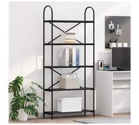 Bookshelf Black Oak 80x30x183cm Engineered Wood 5-Shelf Modern Compact Rack