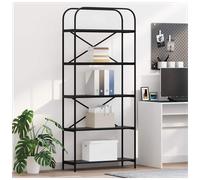 Bookshelf Black Oak 80x30x183cm Engineered Wood 5 Shelves Modern Storage Stylish