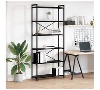 Bookshelf Black Oak 80x30x190cm Engineered Wood Tiered Industrial Sturdy Shelf.