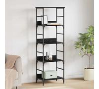 Bookshelf Black Oak Engineered Wood 50x33x153cm 4-Shelf Freestanding Metal Legs