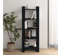 Bookshelf Black Solid Pine Wood 60x35x160 cm Room Divider Rustic Open Shelf Unit