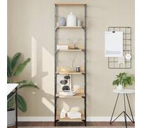Bookshelf Black Sonoma Oak 50x33x82cm Engineered Wood Steel Industrial Shelf Eco