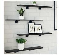Bookshelf Board 4pcs Black Oak Engineered Wood 60x10x1.5cm Slim Modern Shelf Set