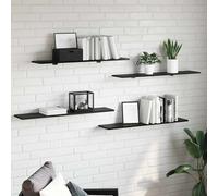 Bookshelf Board Black Engineered Wood 100x20x1.5cm 3-Shelf Minimalist Floating