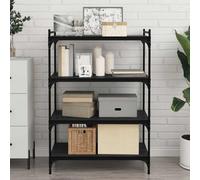 Bookshelf Board Black Engineered Wood 80x40x1.5cm 3-Shelf Modern Slim Wall Shelf