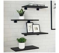 Bookshelf Board Black Oak 40 x 20 x 1.5 cm Engineered Wood 4pc Slim Modern Shelf
