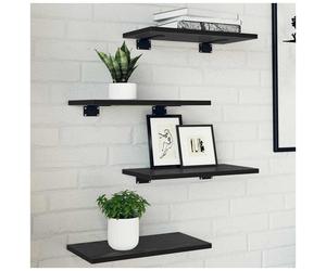 Bookshelf Board Black Oak 40 x 20 x 1.5 cm Engineered Wood 4pc Slim Modern Shelf