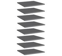 Vidaxl Bookshelf Boards 8 Pcs High Gloss Grey 40X40X1.5 Cm Engineered Wood, Grey