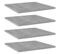 Bookshelf Boards Concrete Grey Engineered Wood 40x40x1.5cm 4pcs Modern Shelf Set