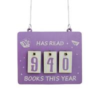 Bookshelf Book Read Counter For Recording Number Of Books Desktop Reading Display Shelf Swinging Ornament (Purple, A)