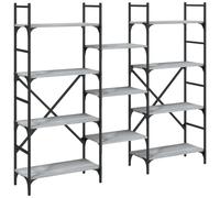 vidaXL Bookshelf – 160 x 28.5 x 136.5 cm, Engineered Wood & Powder-Coated Steel – Black/Smoked Oak