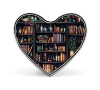 Bookshelf Books Skull Brooch Pins Heart Badge Button Tie Lapel Backpack Pin Decoration for Women Men