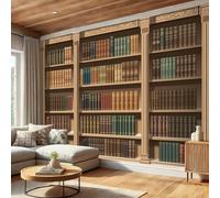 Bookshelf Books Wallpaper, Realism Knowledge Photo Wallpaper for Bedrooms, Non-Woven Brown Wall Mural for Living Room Hallways Home Decor Photo Wall Paper 400 x 280 cm