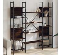 Bookshelf Brown Oak 155.5x24x166.5 cm Engineered Wood & Powder-Coated Steel Open