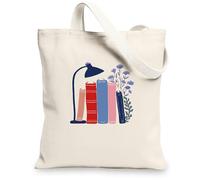 Bookshelf Canvas Tote Bag, Eco-Friendly Reusable Shopping Bags, Lightweight Vintage Style Home Decor 13x15 Inch