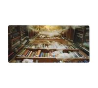 Bookshelf Clouds Sunset Print Gaming Mouse Pad XXL Mousepad Keyboard and Mouse-Pads Desk Mat Office,35.5in X 16 in