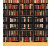 Bookshelf Craft Fabric No Stretch,Antique Volume Books Decor Soft Polyester,Vintage Classic Library Washable Material for Handmade Supplies,Dark Brown 2 Yards Whole Piece,72" L x 59" W