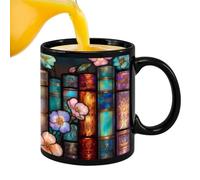 Bookshelf Cup - 330ml Novelty Milk Drinkware,Ceramic Tea Cup with Handle | for Reader Beverage Water Milk Cafe Kitchen Restaurant