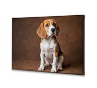 Bookshelf Decor A Beagle Puppy Sitting On A Wooden Floor. Canvas Decorative Picture Bathroom Decorations Easter Decorations(40x60cm)