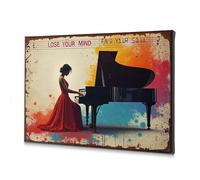 Bookshelf Decor A Woman In A Red Dress Plays The Piano With The Words "Lose Your Mind Canvas Decorative Picture Bathroom Decorations Easter Decorations(30x40cm)