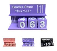 Bookshelf Decor Book Read This Year Counter, Book Read This Year Counter, Fashion 3-Digit Reading Tracker, Reading Challenge Gift with Drawer and Number Blocks for Readers, Writers (Purple)