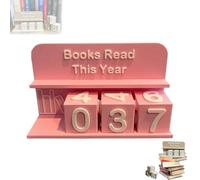 Bookshelf Decor Book Read This Year Counter,Fashion 3-Digit Reading Tracker, Reading Challenge Gift with Drawer and Number Blocks. (Pink)