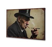 Bookshelf Decor Vintage Man Smoking Cigarette. Canvas Decorative Picture Bathroom Decorations Easter Decorations(30x40cm)