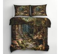 Bookshelf Duvet Cover Single Bedding Sets, Fairy Magic Library Bookcase Pattern, Reversible Design Bedroom Decor Bed Quilt Cover with 1 Pillowcase, Microfiber, Zip - SMK30777