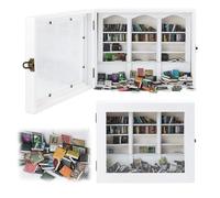 Bookshelf for Anxiety,Miniature Bookshelf Furniture,Creative Miniature Bookshelf for Wooden Design Stress Relieving Gift for Book Lovers Decorative Anti-Anxiety Ornament (White)