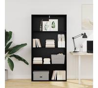 Bookshelf Freestanding Black Oak Engineered Wood 80x30x152cm Modern StorageShelf