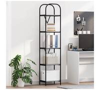 Bookshelf Grey Sonoma 40x30x183cm Engineered Wood 5 Shelves Slim Black Legs