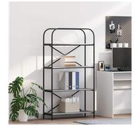 Bookshelf Grey Sonoma 80x30x146cm Engineered Wood 5-Shelf Modern Black Legs Slim