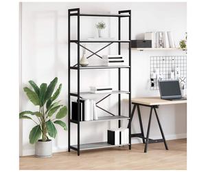 Bookshelf Grey Sonoma 80x30x190cm Engineered Wood Tiered Modern Durable Storage