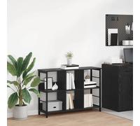 Bookshelf Industrial Black Oak 102x32x72.5cm Engineered Wood 8-Shelf Steel Frame