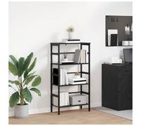 vidaXL Bookshelf Black Oak 60 x 29.5 x 115 cm Engineered Wood, Home Office Bookshelf, Rectangular Steel Storage Unit, Industrial Shelving, Durable Furniture, Modern Book Organizer