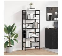 Bookshelf Industrial Black Oak 60x29.5x149cm Engineered Wood 2-Shelf Steel Frame