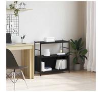 Bookshelf Industrial Black Oak 80x30x78.5cm Engineered Wood Iron Legs Storage.