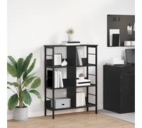 Bookshelf Industrial Black Oak 82x32x112cm Engineered Wood 8-Shelf Sturdy Steel