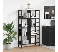 Bookshelf Industrial Black Oak 82x32x144.5cm 8-Shelf Unit Engineered Wood Frame