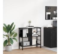 Bookshelf Industrial Black Oak 82x32x79cm 8-Shelf Engineered Wood Rustic Office