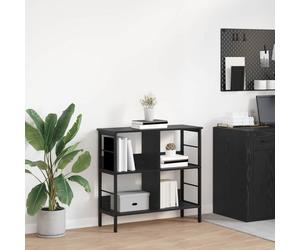 Bookshelf Industrial Black Oak 82x32x79cm 8-Shelf Engineered Wood Rustic Office